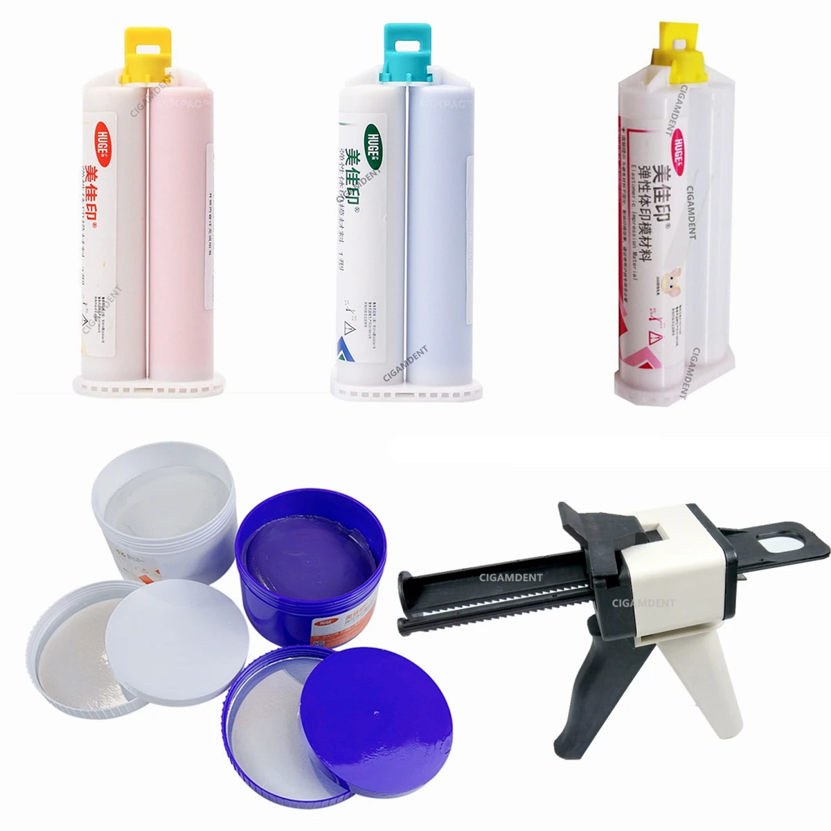 Dental silikonowy materiał wyciskowy szpachlówka lekki korpus ciężki korpus średnie zębnictwo rejestracja sztuczna dziąsło mięsień dziąsła pistolet do mieszania