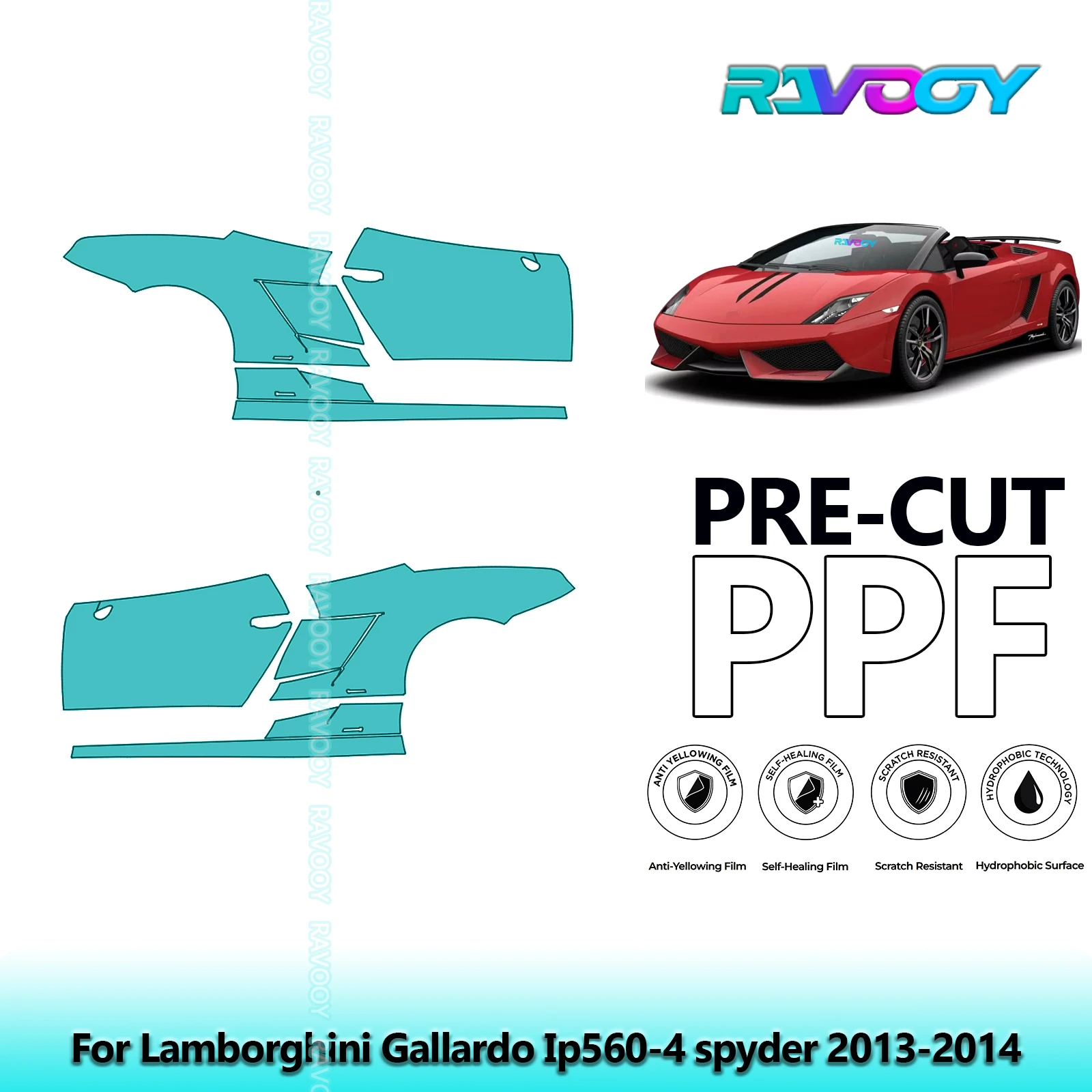 

For Lamborghini Gallardo Ip560-4 spyder 2013-2014 8.5mil Pre-Cut PPF Door & A/B Pillar Kit TPU Paint Protection Film Set
