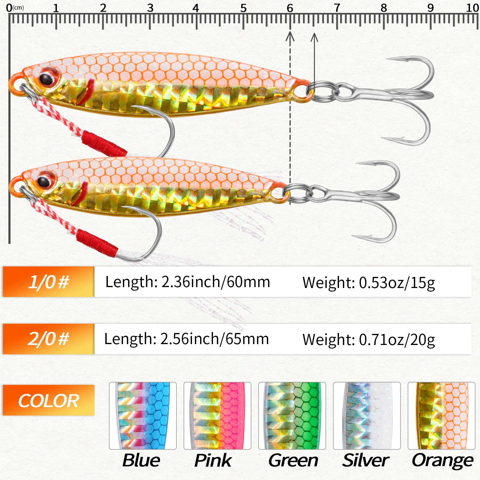 Señuelos Pencil Metálicos Giratorios con Triples para Lubina - imagen 3