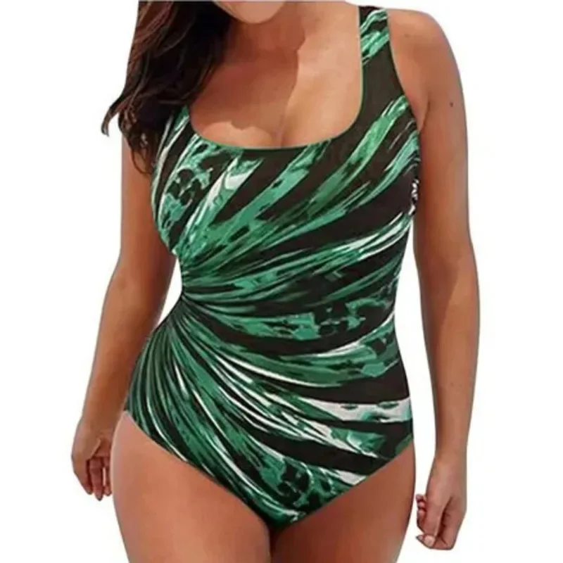 Sexy Patchwork One-Piece Large Size Swimwear Push Up Women Plus Size Swimsuit Closed Female Body Bathing Suit Pool Beach Wear