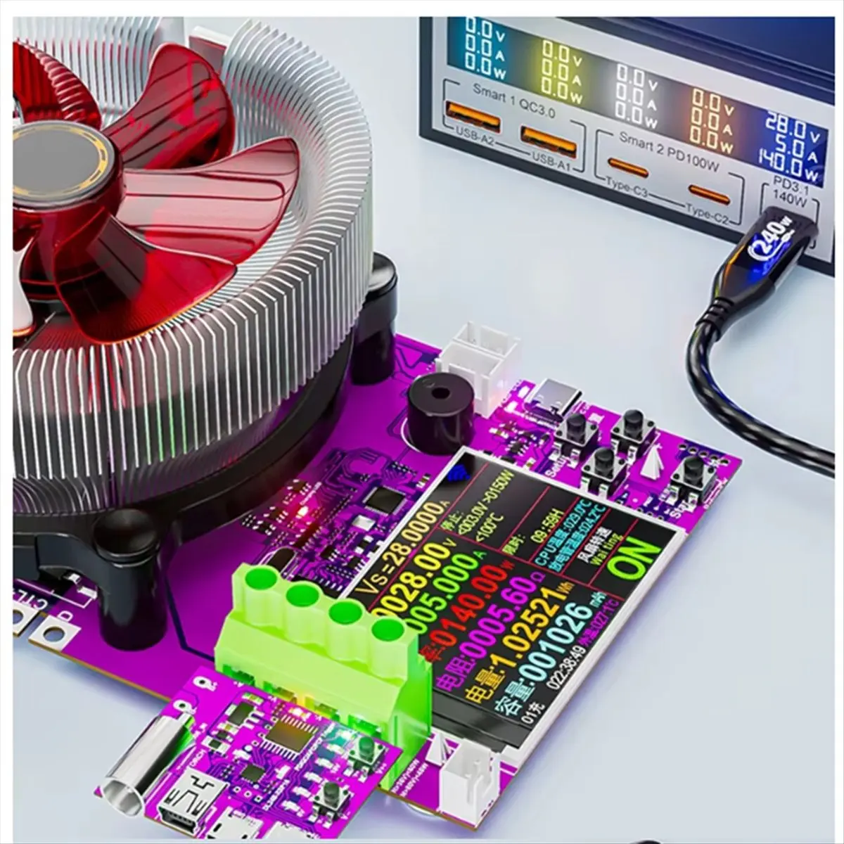 fine Type-C PD3.1 Fast Charging Protocol 4-Wire Test Board Voltage Meter Deceiver 140W Charger Aging Tool for DL24 Load