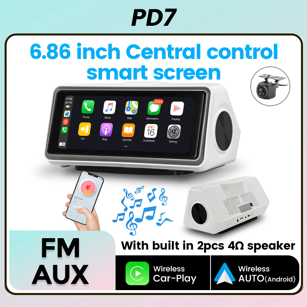 

Universal 6.86 inch Car Central Control Smart Touch Screen Support Wireless Carplay Android Auto DSP BT WIFI AUX AHD Mirror Link