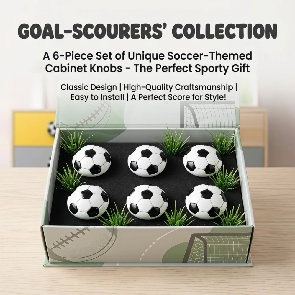 Anti Collision Soccer Cabinet Pulls 6PCS Soft Rubber Drawer Knobs Funny Sports Gifts for Boys Kids