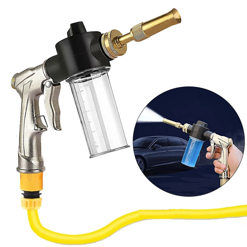 

1PC High-Pressure Foam Car Washing Water Gun Metal Material, Durable Garden Pipe Nozzle Spray, Garden Irrigation Tools