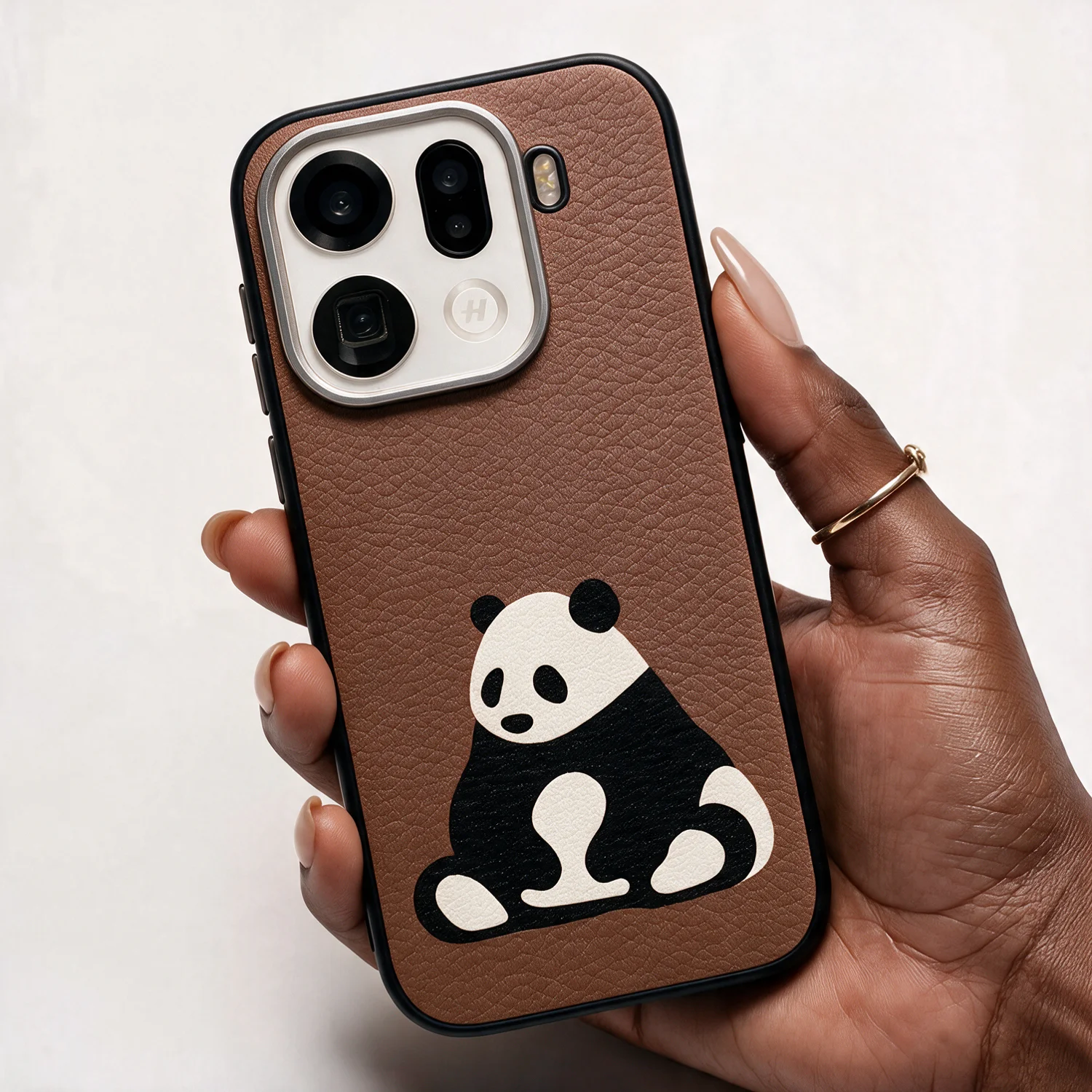 For Oppo Find X9 Pro Case Luxury Genuine Leather Phone with Cat Pattern Design Anti-fall Shockproof Find X9Pro X9 Panda Covers
