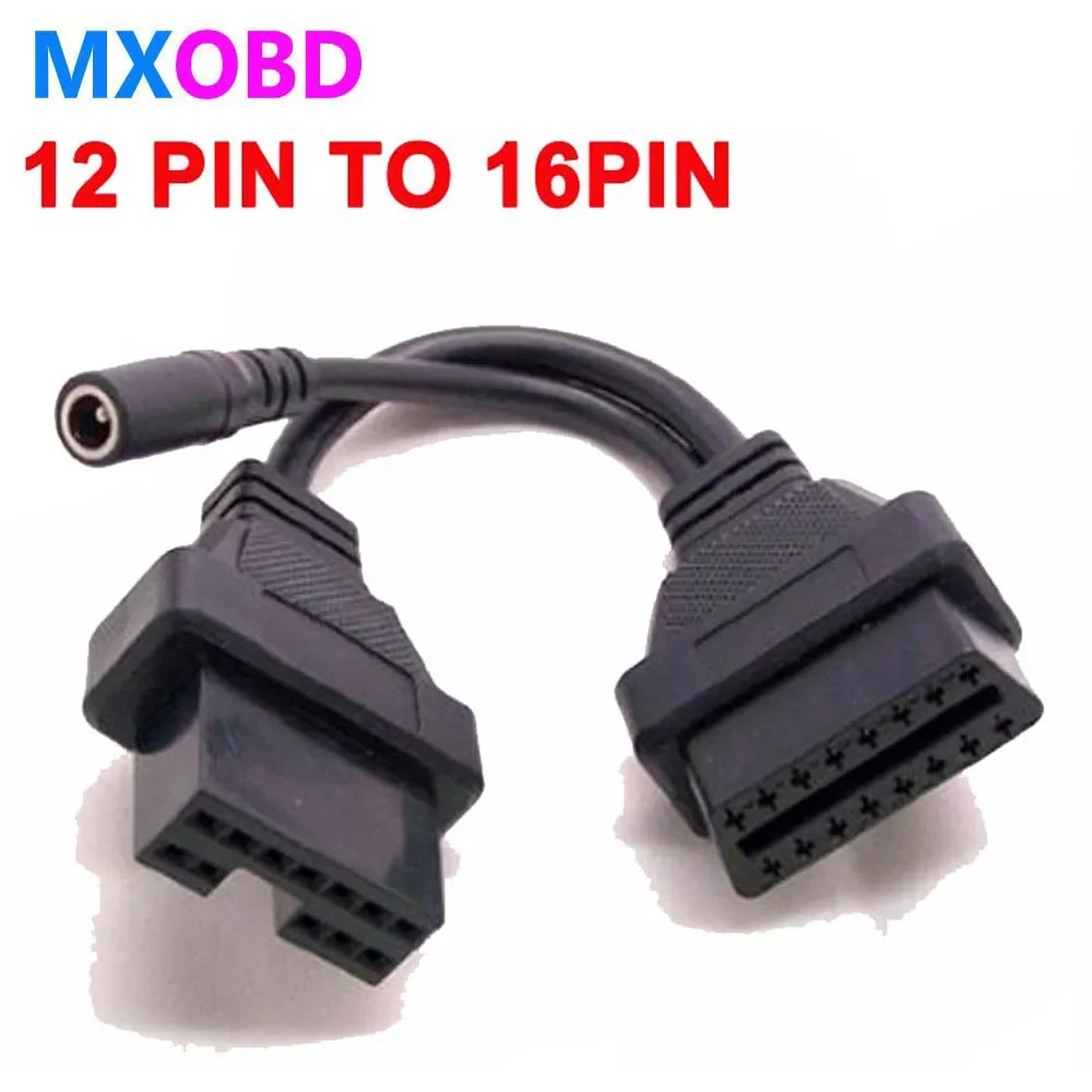 New OBDII 12 Pin Cable for Mitsubishi 12 Pin To 16 Pin Female OBD 2 Extension Diagnostic Tool Adapter Connector Cable