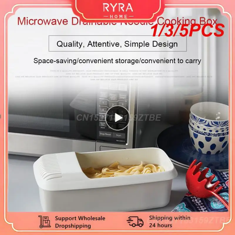 1/3/5PCS Microwave Pasta Cooker Spaghetti Noodle Cooking Box Heat Resistant Pasta Boat Steamer Noodle Box With Filter Kitchen