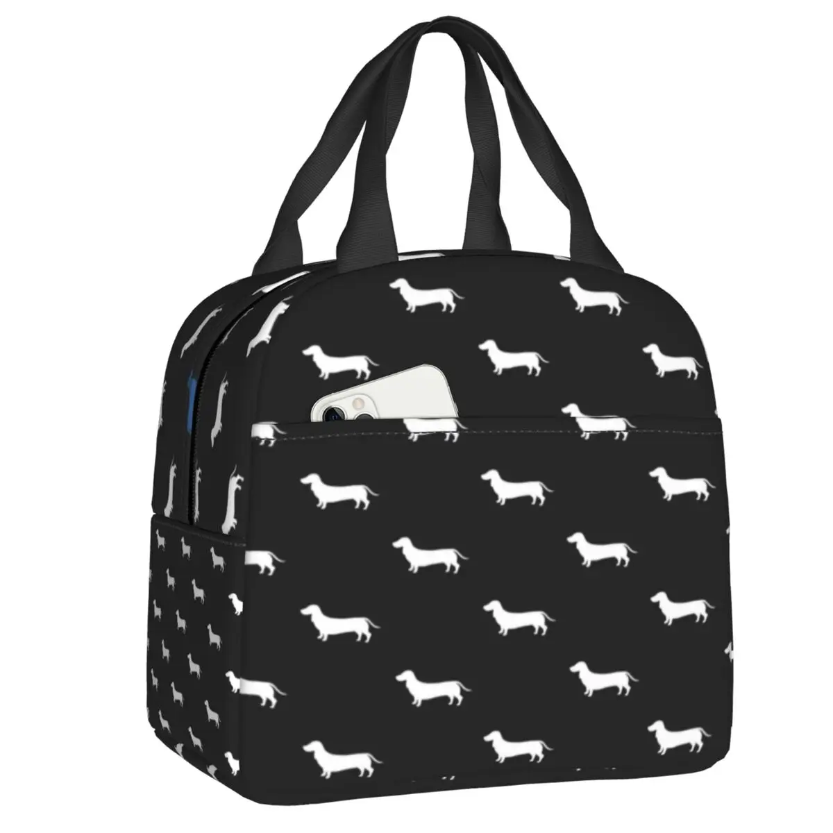 Custom Dachshund Love Insulated Lunch Bag Women Waterproof Wiener Badger Sausage Dog Thermal Cooler Bento Box Office Work School