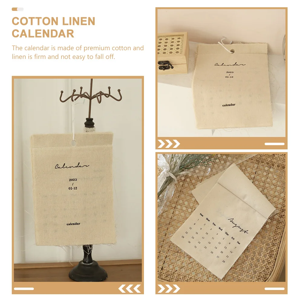 

2023 Wall Calendar Home Decor Hanging Cotton Linen Simple Design Retro Style Photo Background Vintage Decoration