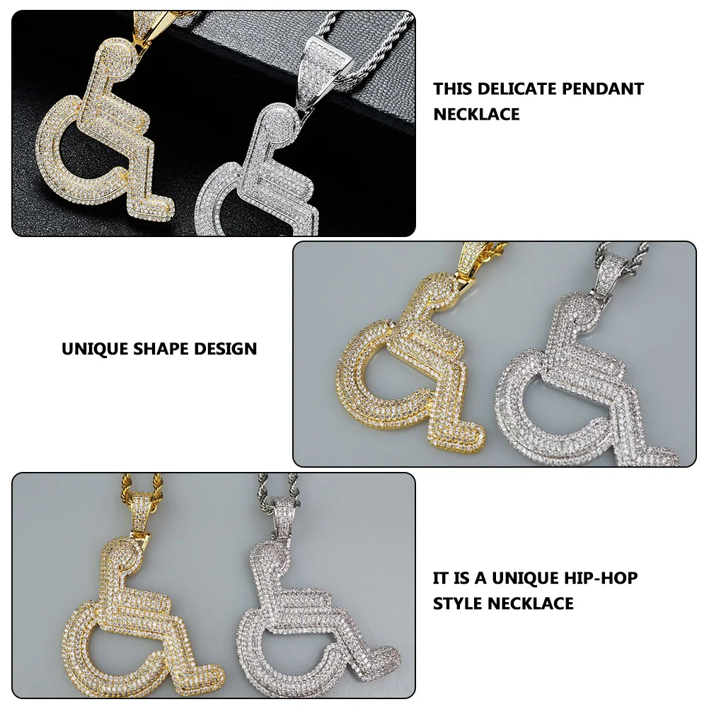 

1 pc Necklace Pendant Cool Chains Key Photo Punk Multi-layer Wheelchair Link Choker Neck Ornament Men Teenage Boys Unique