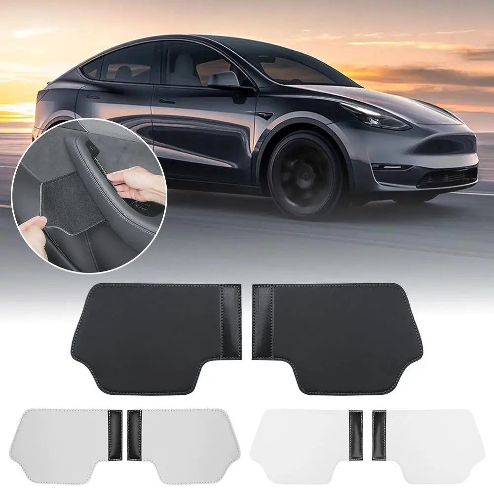 Car Door Inner Handle Protector Cover For Tesla Model 3 / Y Juniper 2025 Leather Door Grab Handle Cover Anti-Scratch Accessories