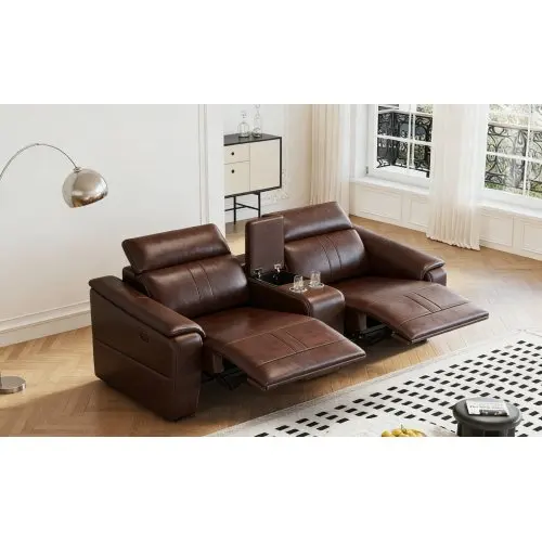 # Modern Power Recliner Sofa 2-Seat Reclining Sectional Adjustable Headrest Breathable Polyester Storage Console USB Sofa