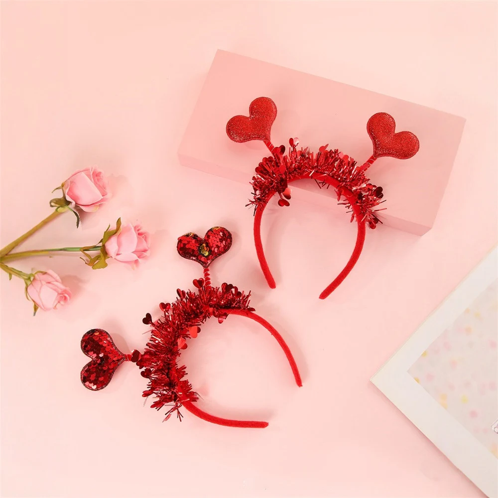 Red Love Heart Headband Valentines Day Hairband Party Hoop Hair Accessories For Holiday Festival Wedding Headwear Party Supplies