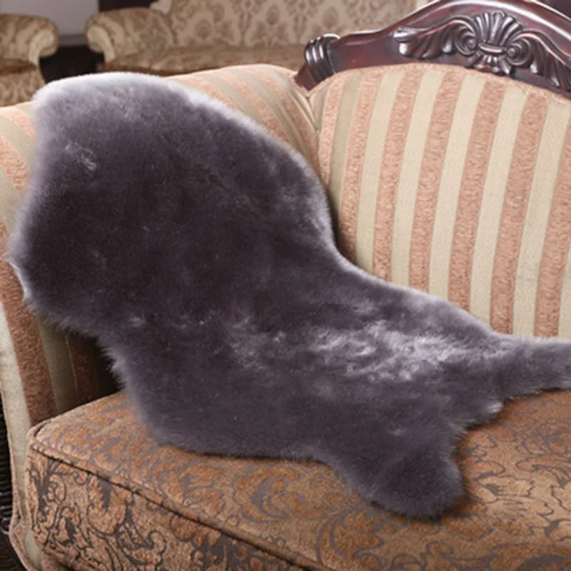 Solid Color Long Plush Fish-Shaped Carpet Super Soft Faux Wool Sofa Bow Window Cushion Skin-Friendly Bedroom Bedside Floor Mats
