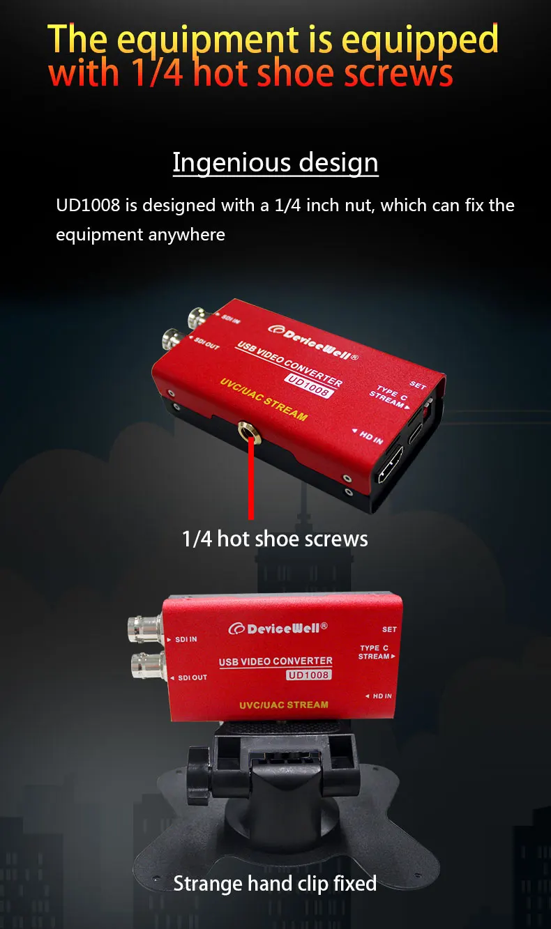 DeviceWell UD1008 SDI 1080P UVC UAC Type-C Stream Capture Card Video Converter