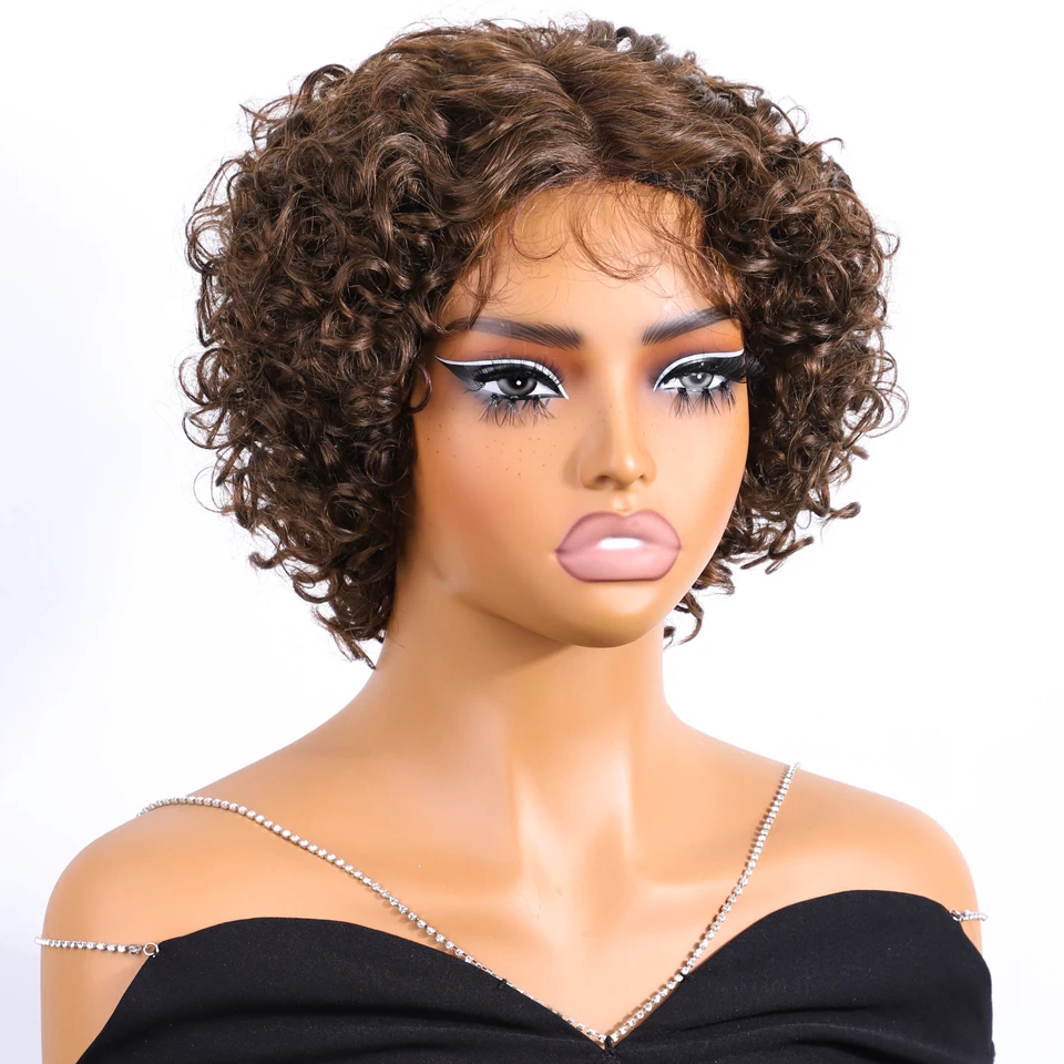 قصيرة براون تسليط الضوء على الملونة 5X1 الدانتيل بوب البرازيلي خصلات الشعر المستعار Bodywave بوب خصلات الشعر المستعار الإنسان للنساء قصيرة الجسم موجة الدانتيل الباروكات