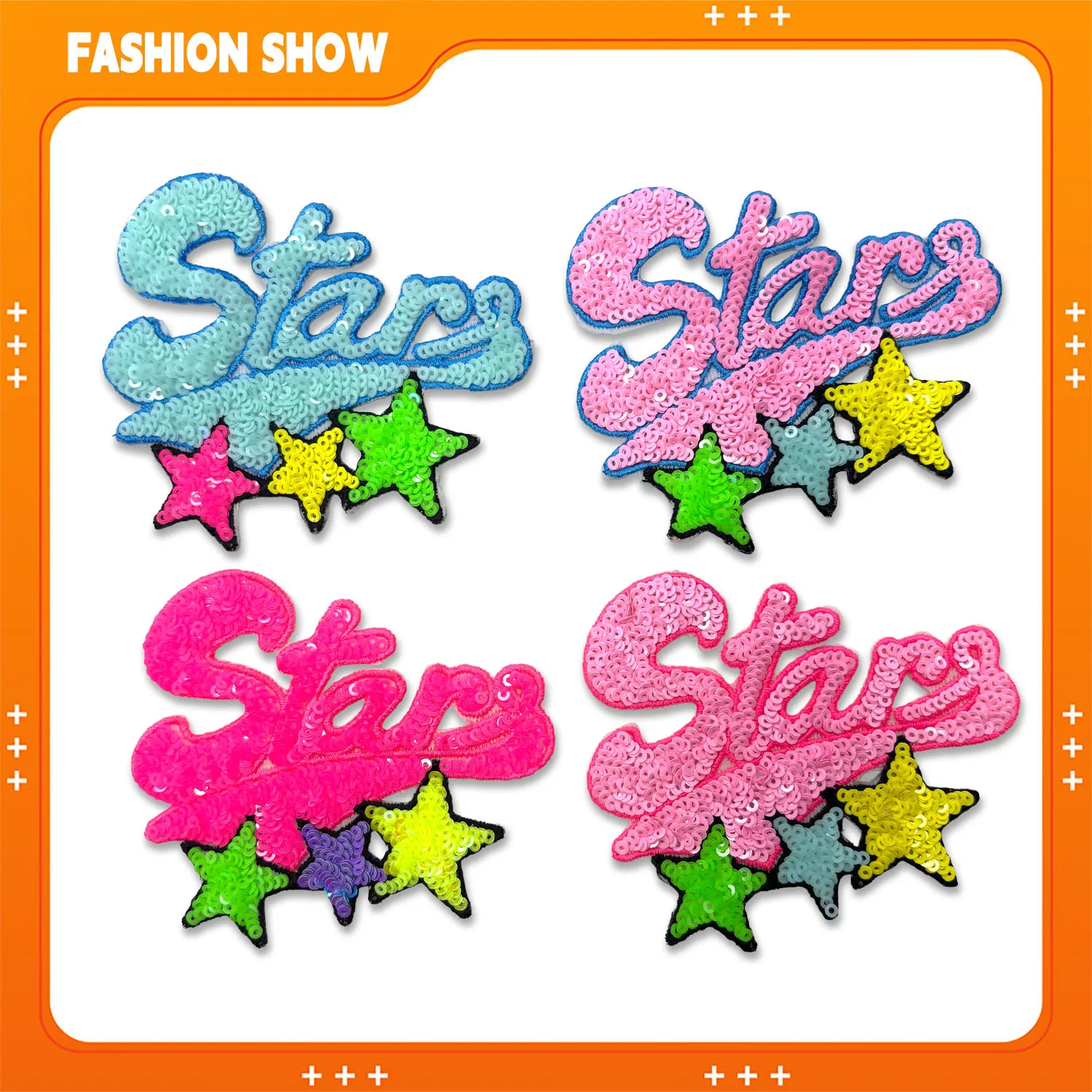 Letter Star Sequin Embroidery Patch, Iron-On or Hand-Sewn Fabric Patch, Decorative Accessory for Sweatshirts, T-Shirts, Sweaters, and Hats