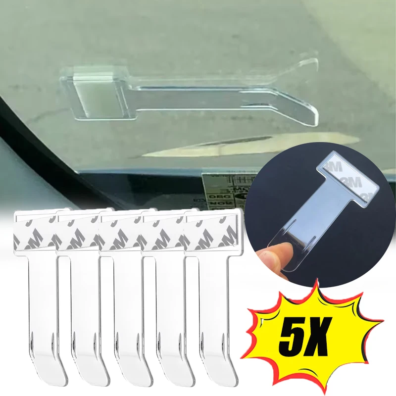 Car Window Fastener Stickers Plastic Ticket Holder Transparent Temporary Parking Business Card Holder Car Interior Accessories