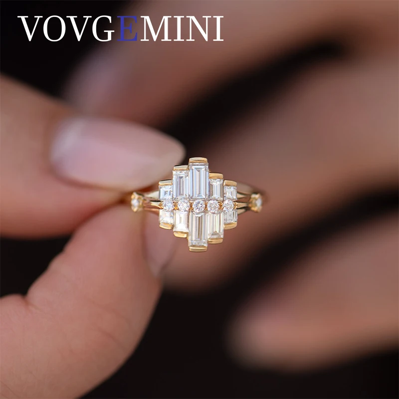 

VOVGEMINI Baguette Shape Moissanite Ring 0.12ct 18k Gold 585 Jewelry Gift Romantic For Women Girlfriend Family Christmas Daily