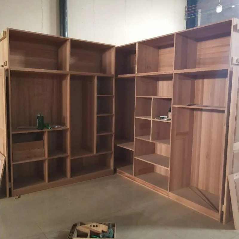 

Bookcase with glass cabinet door, desk, luxury home decoration cabinet