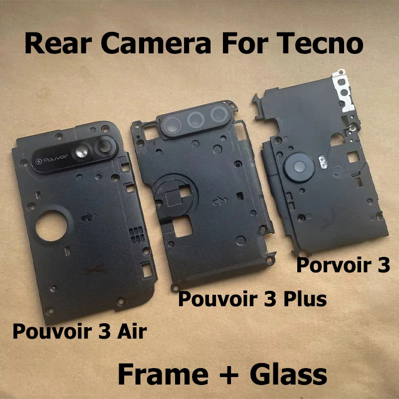 Rear Camera Glass For Tecno Pouvoir 3 Air Plus Back Camera Lens With Frame Adhesive Sticker