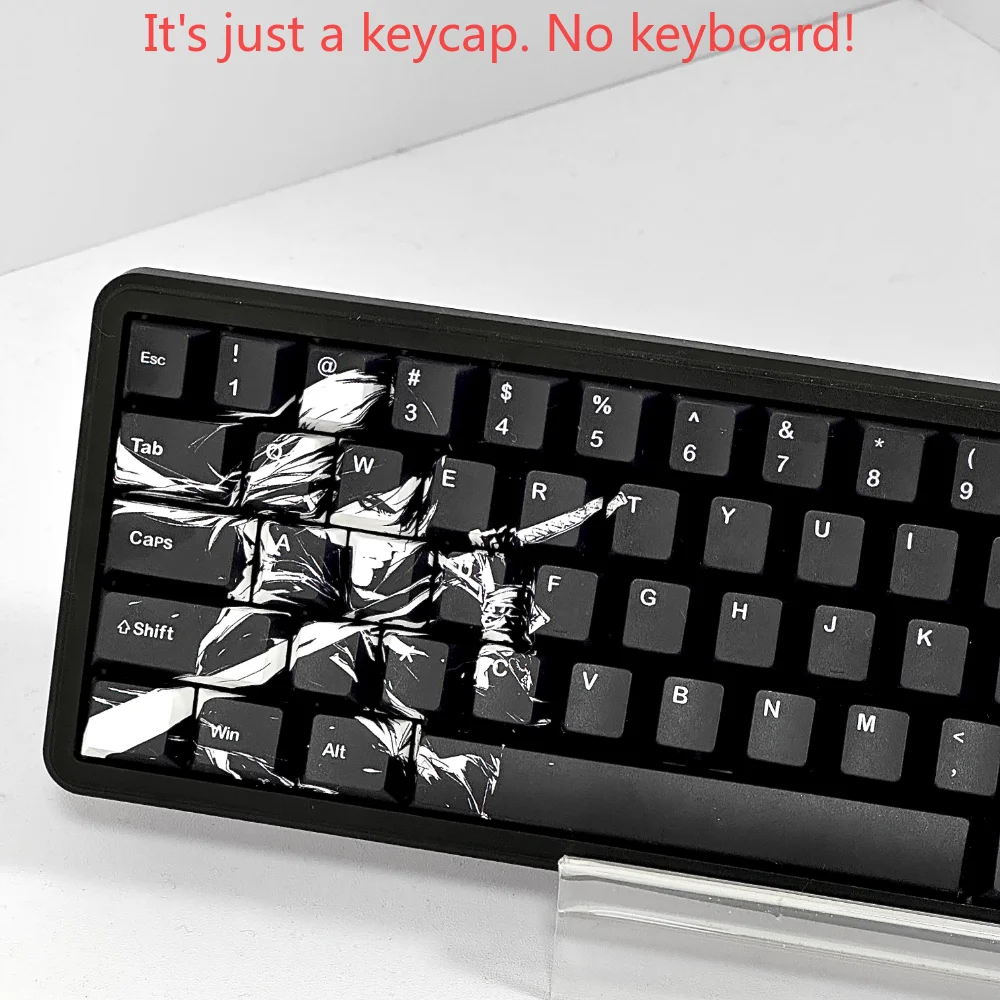 Black Night Ninja Keycap Set PBT 83 Keys Cherry Anime Personalized Black Keycaps for 60/63/64/68 Layout Mechanical Keyboards