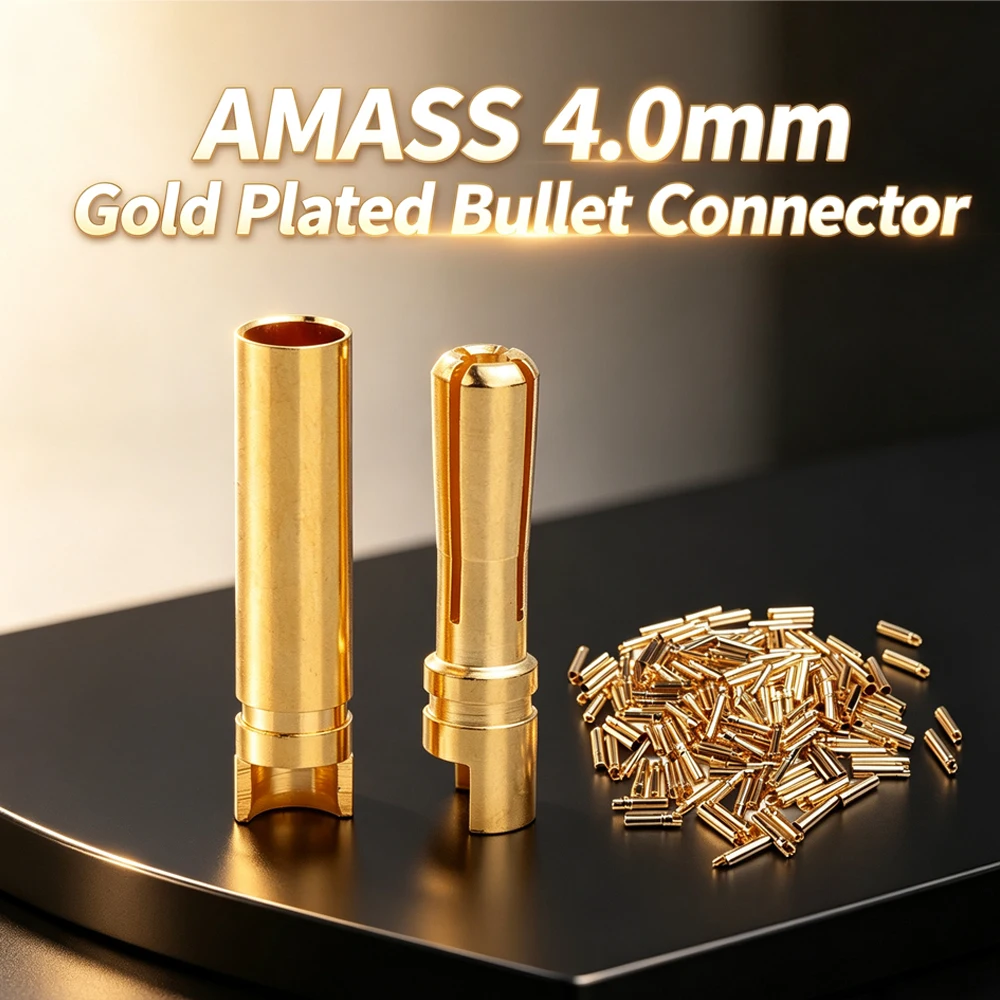 20pcs AMASS 4.0mm Gold Plated Bullet Connector Set for RC Battery ESC Motor Helicopter Boat Quadcopter - 10 Pair Pack