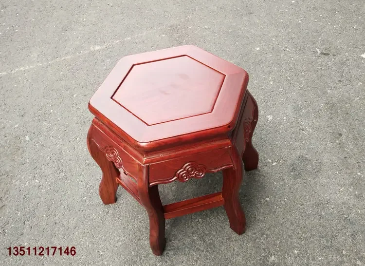 Solid wood antique furniture, hexagonal stool, tea table stool, children's small stool, shoe changing, household stool