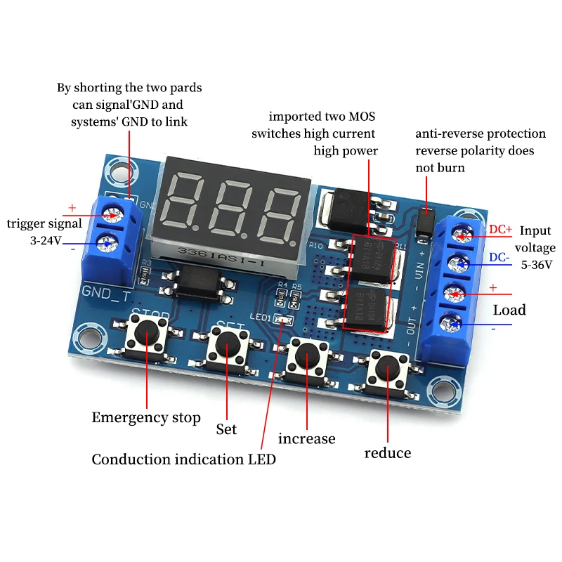 DC5-36V المزدوج MOS LED الرقمية تأخير الوقت التتابع الزناد دورة الموقت تأخير التبديل لوحة دوائر كهربائية توقيت وحدة التحكم لتقوم بها بنفسك