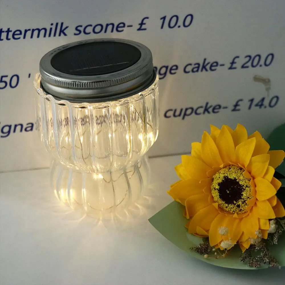 Solar Light Mason Jar Lamp 10 LED Plastics LED Light Firefly Lamp Night Light Intelligent String Lamp Christmas