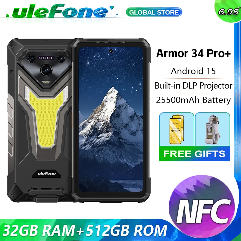 2025 New Ulefone Armor 34 Pro 5G AI Rugged Phone Smartphone Android 15 32GB 512GB 25500mAh Nigh ZLH