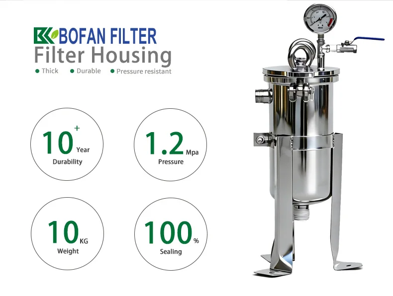 20-50% Thicker Bag Filter Housing Stainless Steel 1.2MPa For Industrial Liquid Filtration Double Sealing Ring