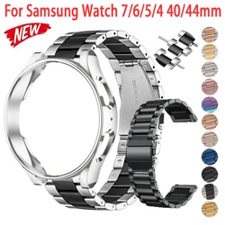 TPU Case Band For Samsung Watch 7 40/44mm Stainless Steel Business Bracelet Strap For Galaxy Watch 4 5 6 40/44mm Metal Correa