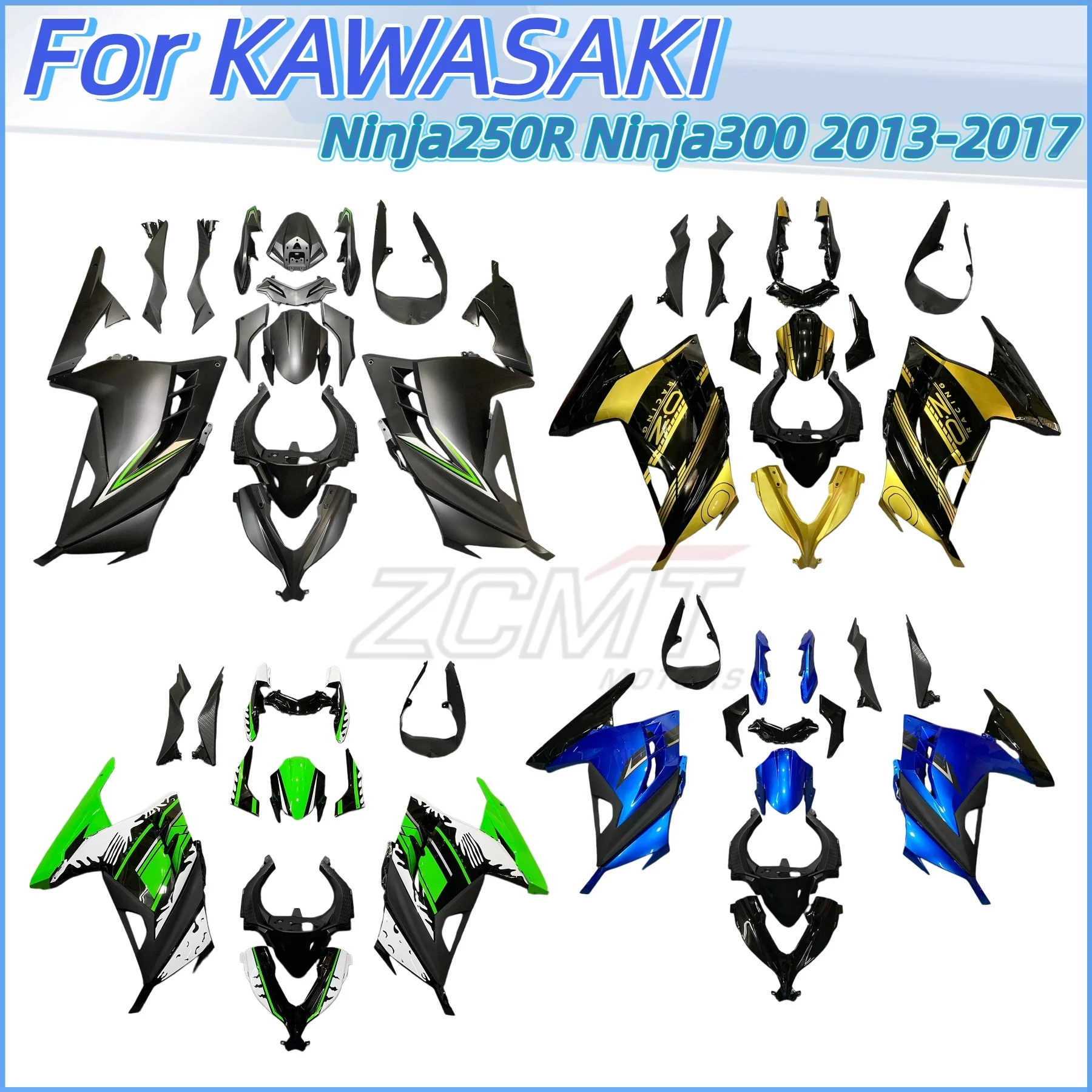 

Motorcycle Fairing Kit Suitable For KAWASAKI Ninja 250 Ninja 300 13-17 Years EX250 EX300 2013 2014 2015-2017 Fairing Green Black