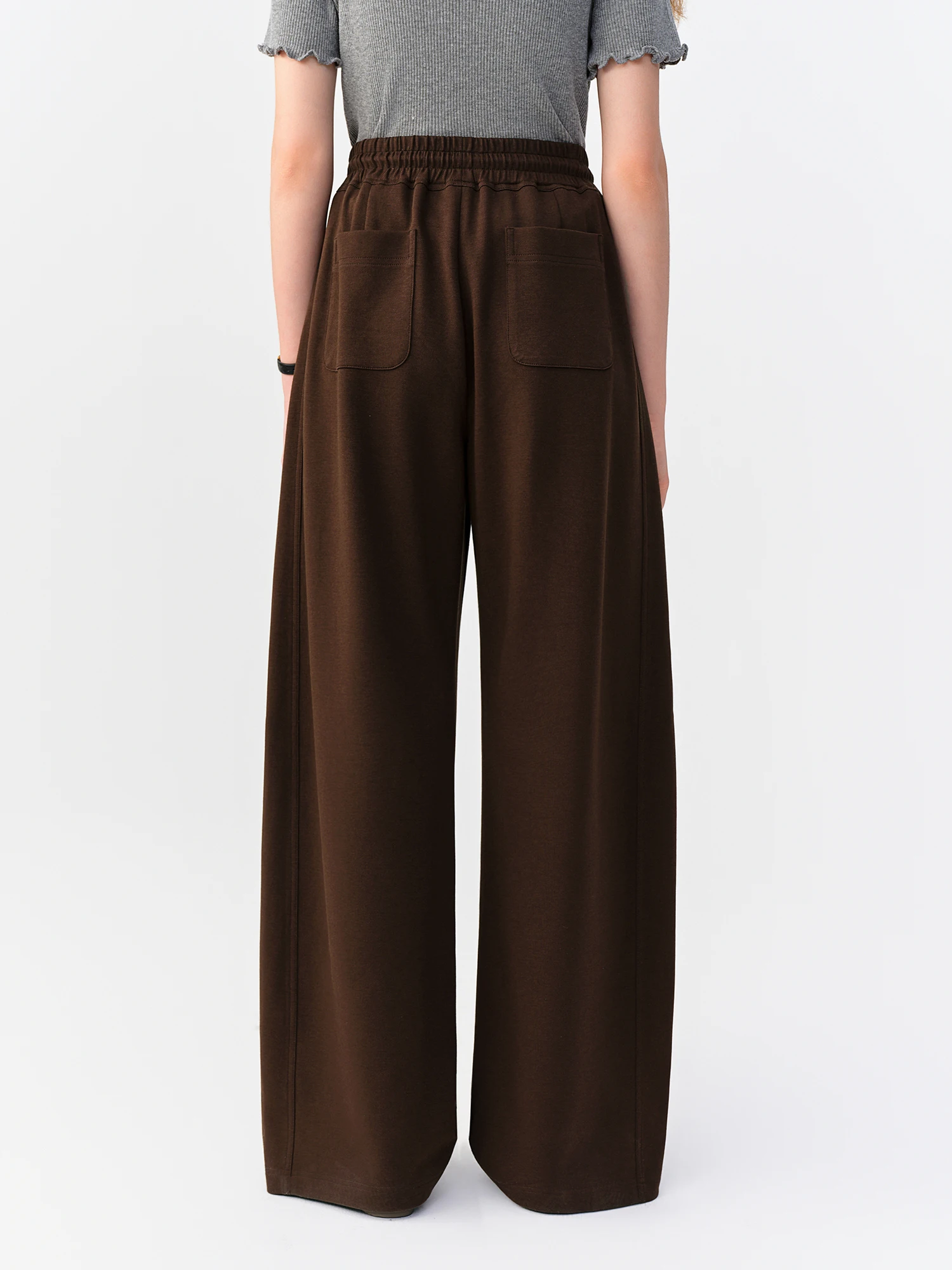 DUSHU 2026 Autumn New Women's Color-Block Drawstring Wide-Leg Pants Slimming Straight-Leg Trousers Available in Multiple Sizes