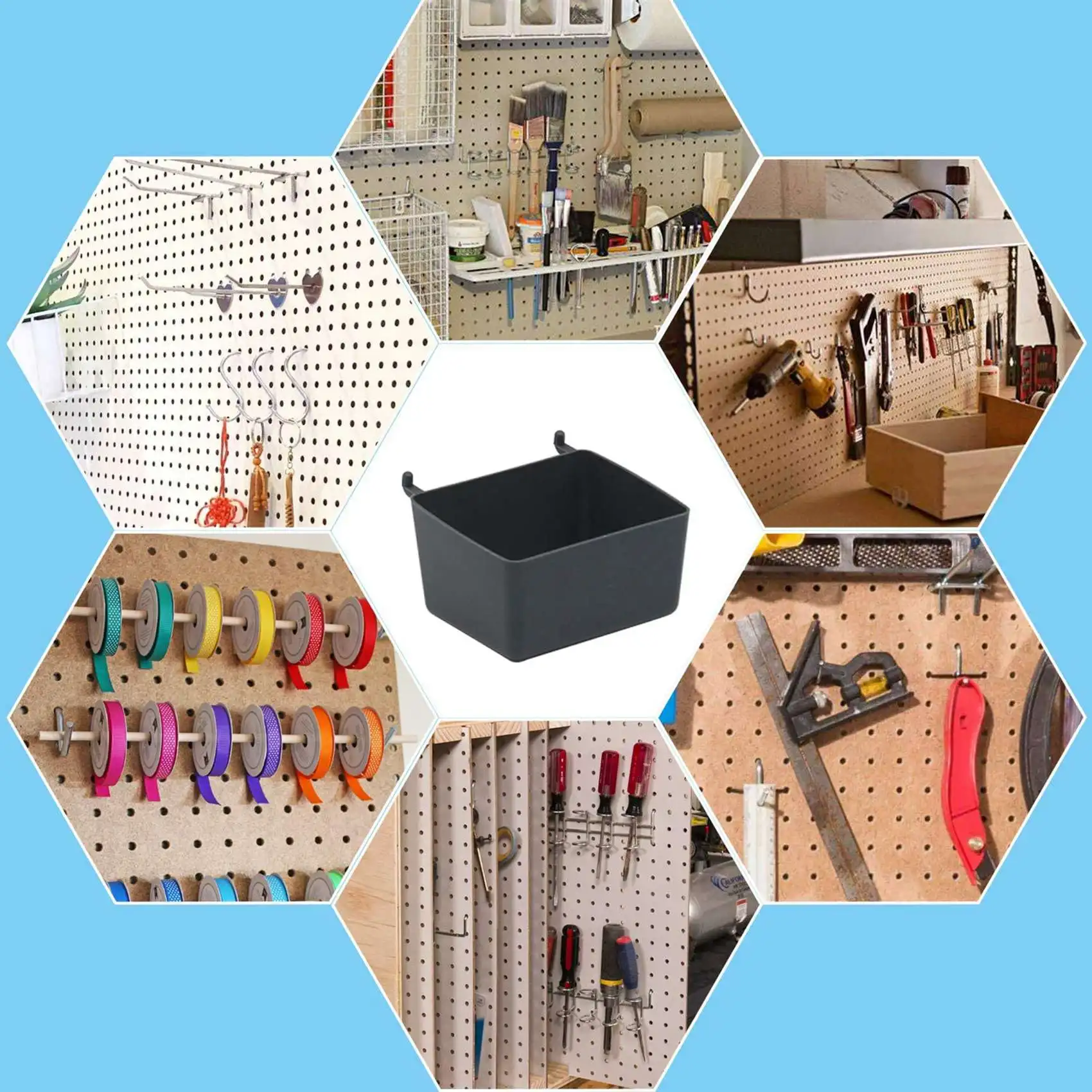 Picture 3: A84X-456 Pcs Pegboard Hooks Assortment With Metal Hooks Sets, Pegboard Bins, Peg Locks For Organizing Storage System Tools