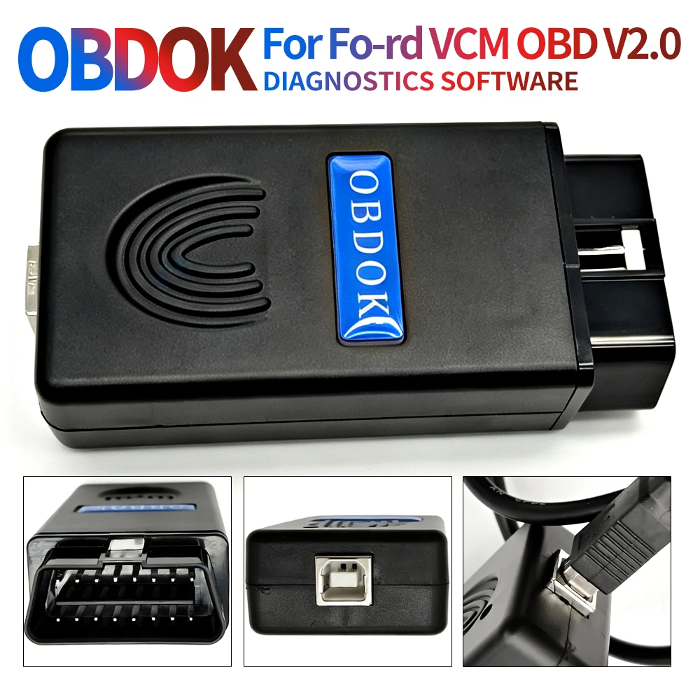 OBDOK for Fo-rd VCM OBD V2.0 Diagnostic Key Programmer for Ford Read & Clear Fault Codes OBD2 Scanner by K-Line CAN-BUS PWM VPW