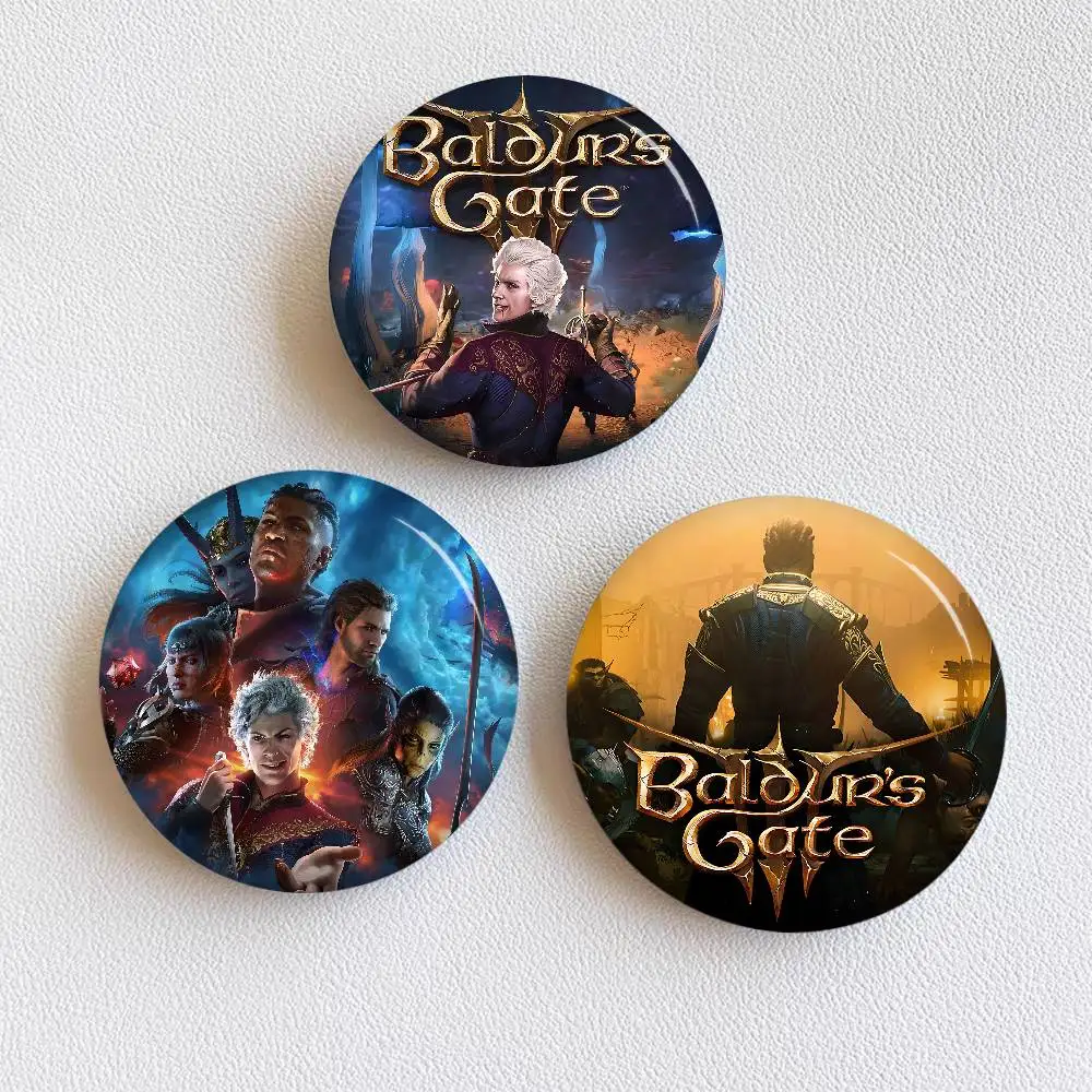 Game B-Baldurs G-Gate Cartoon Brooches Anime Badge Round Handmade Brooch Lapel Pins Jewelry for Backpack Clothes Gifts