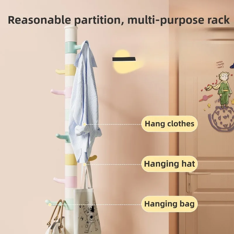رف ملابس موفر للمساحة من الفيروسية، حامل معطف أرضي بقضيب عمودي، منظم لغرفة نوم الفتيات مع شماعة حقيبة للمساحات الصغيرة #3