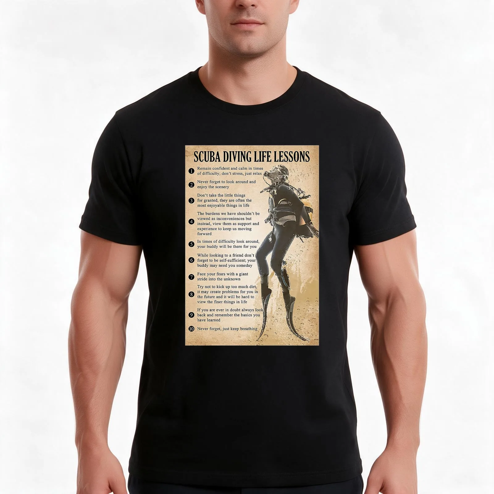 Scuba Diving Life Lessons T-Shirt Summer Casual Cotton Tee Oversized Streetwear Tops Vintage Graphic Print Unisex Men Women