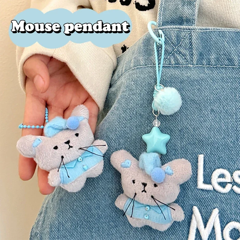 Pijamas dos desenhos animados mouse boneca de pelúcia pingente adorável rato chaveiro saco encantos mochila pendurado decoração casal chave titular presente