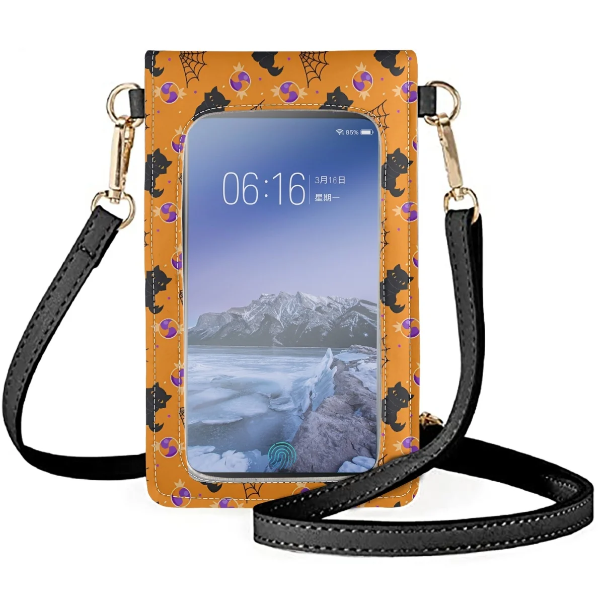 FORUDESIGNS Happy Halloween Mobile Phone Bags for Teen Girls Universal Leather Fashion Cell Phone Case Women Wrist Pack