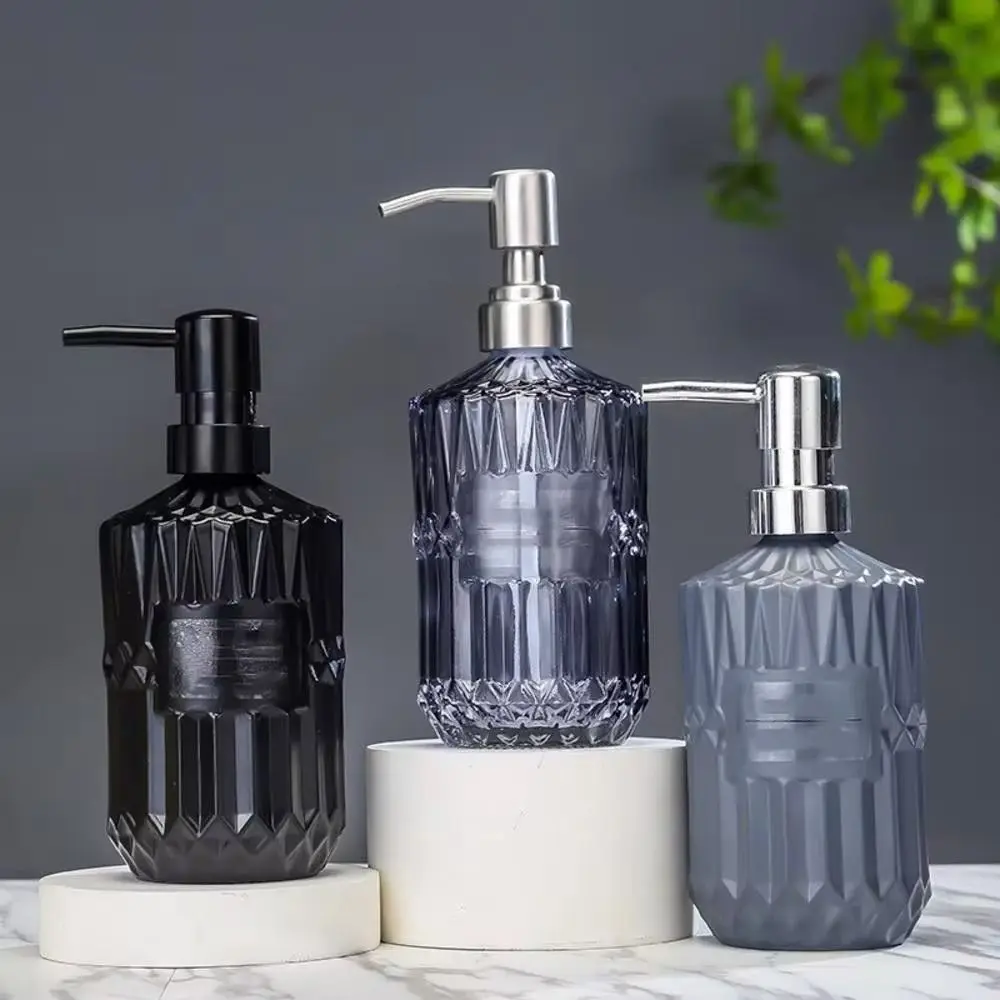 

New 450ml Shampoo Lotion Bottle Glass Press Pump Manual Soap Dispenser Nordic Style Shower Gel Container Hand Sanitizer Bottle