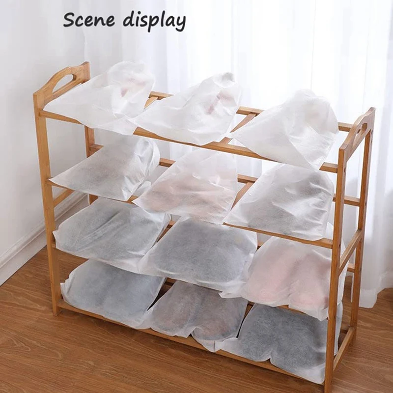 100 buah tas penyimpanan bening tali serut tahan debu penutup debu sepatu perjalanan tas organisasi rumah 24X38cm