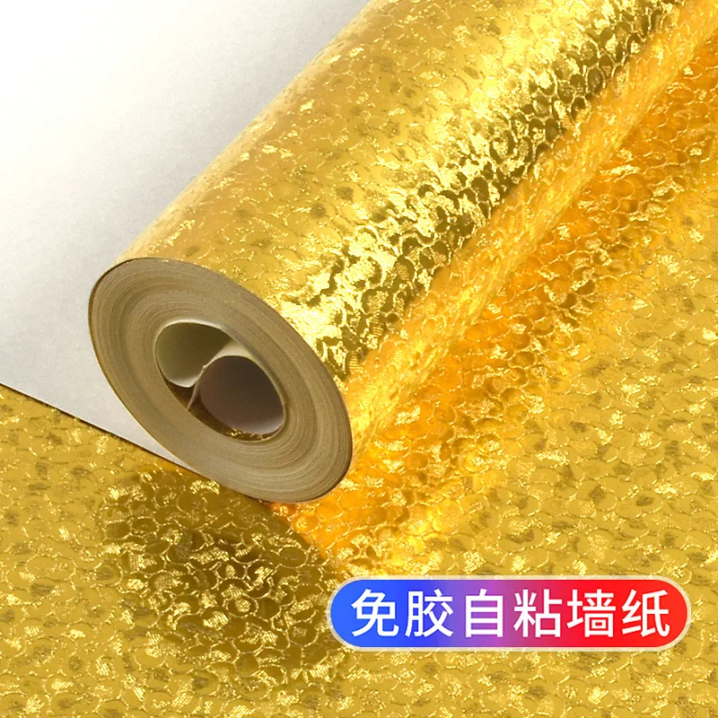 Mosaico folha de ouro auto adesivo papel de parede metálico dourado adesivos de parede ouro auto vara reflexivo teto papel de parede