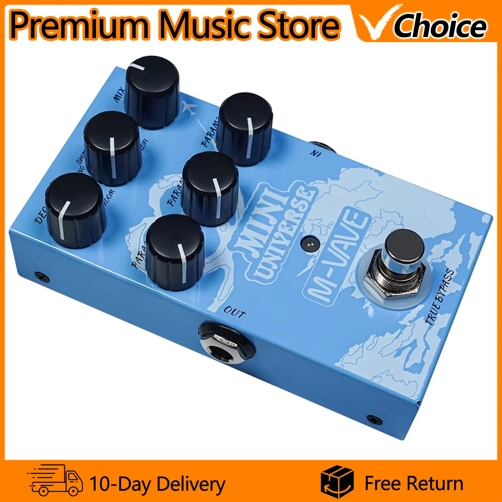 

Электрогитарная педаль эффектов M-VAVE Mini Universe, цифровой ревербератор, True Bypass, аксессуары и запчасти для гитары