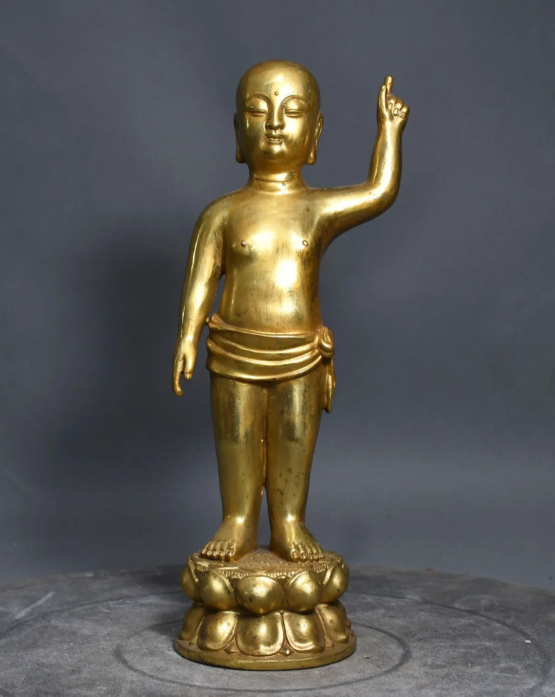 

Tibetan Bronze Buddha Pure Copper Gilt Prince Shakyamuni Asks the Buddha Statue Ornament Home Buddha Hall Supplies 26cm