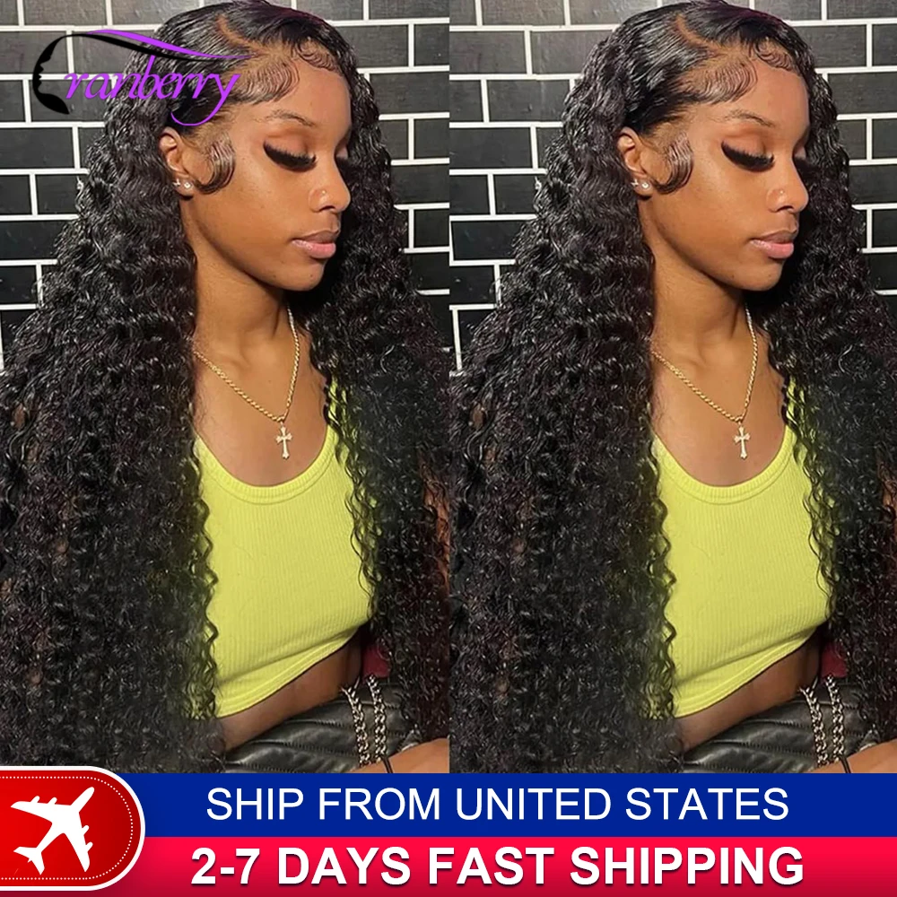 Deep Curly 13x4 Lace Frontal Wig Cranberry Hair Deep Wave Lace Front Human Hair Wigs For Women