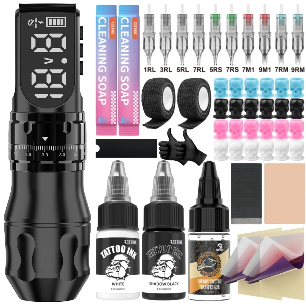 DQFART New In Hot T9 1700mAh Electric Wireless Tattoo Machine Pen Transfer Printing Gel Tattoo Ink Needles Tattoo Artists Art