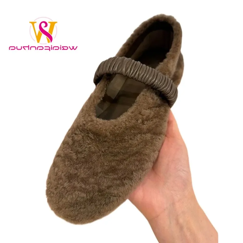 

Women's Shoes 2025 New Style One-strap Marizhen Flat Woolen Shoes for Women's Winter Cotton Shoes, Single Shoes for Ladies